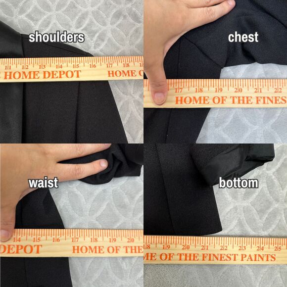 Vtg Tuxedo Blazer Women 6 Small Black Satin Shawl Collar Rhinestone 1 Button 80s - Picture 11 of 12